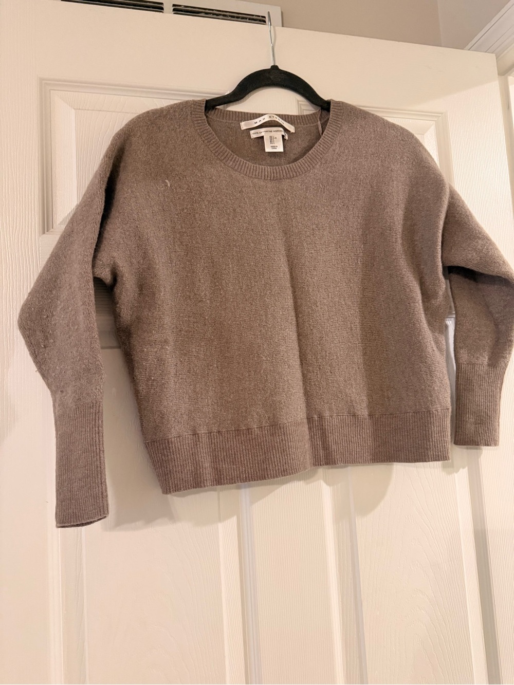 Max Studio Neutral Taupe Crewneck Sweater